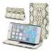 iPhone 6 6s 4.7 - Snake Skin Pattern White PU Leather Flip Stand Cover Case Wallet